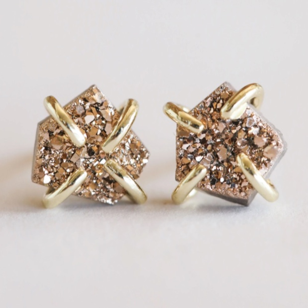 JaxKelly Rose Gold Druzy Earrings